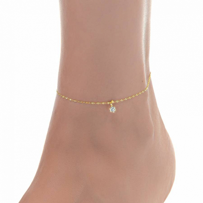 Oxzen αλυσίδα ποδιού ασημένια με ένα κρεμαστό ζιργκόν