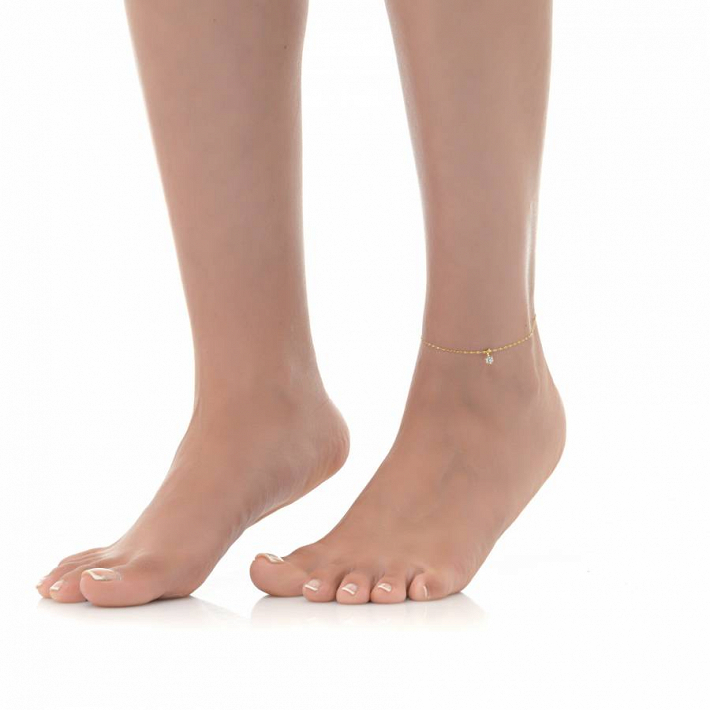 Oxzen αλυσίδα ποδιού ασημένια με ένα κρεμαστό ζιργκόν