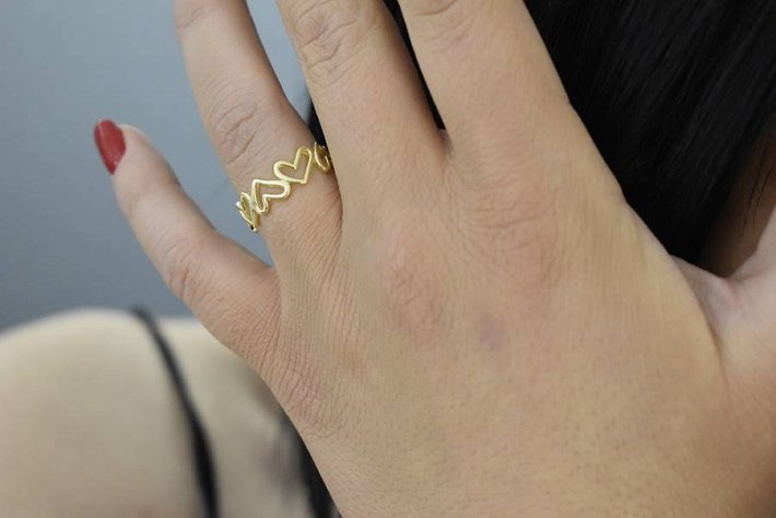 Oxzen δαχτυλίδι ασημένιο με καρδούλες free size