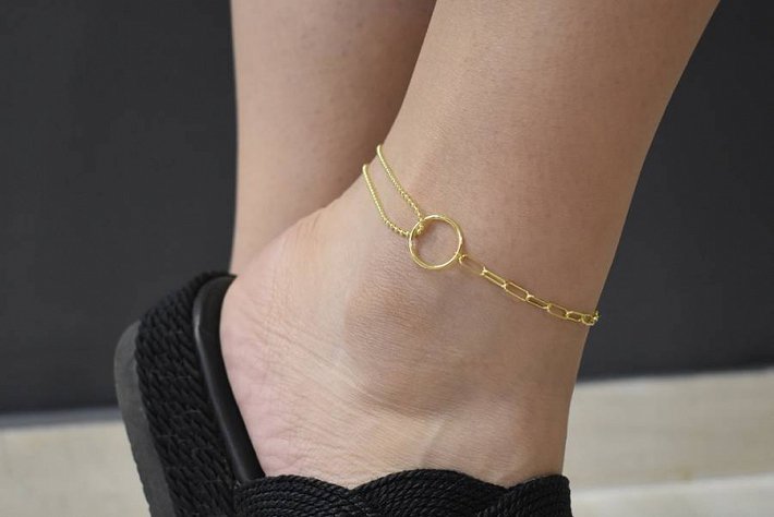 Oxzen αλυσίδα ποδιού ασημένια