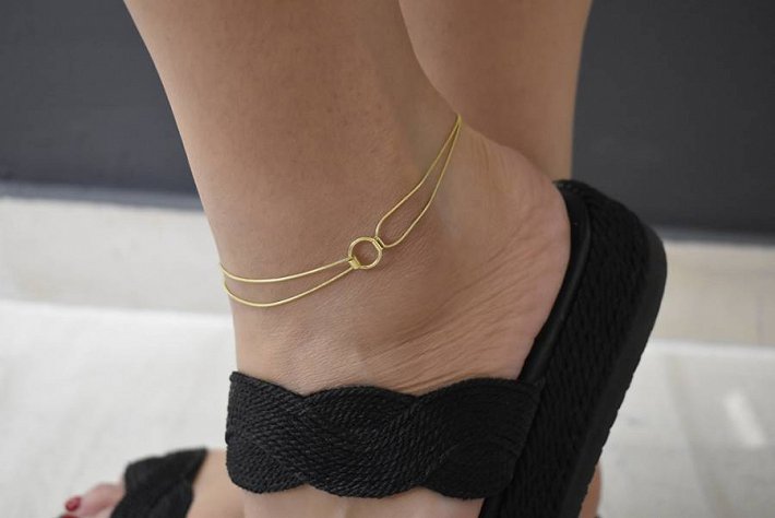 Oxzen αλυσίδα ποδιού ασημένια διπλή