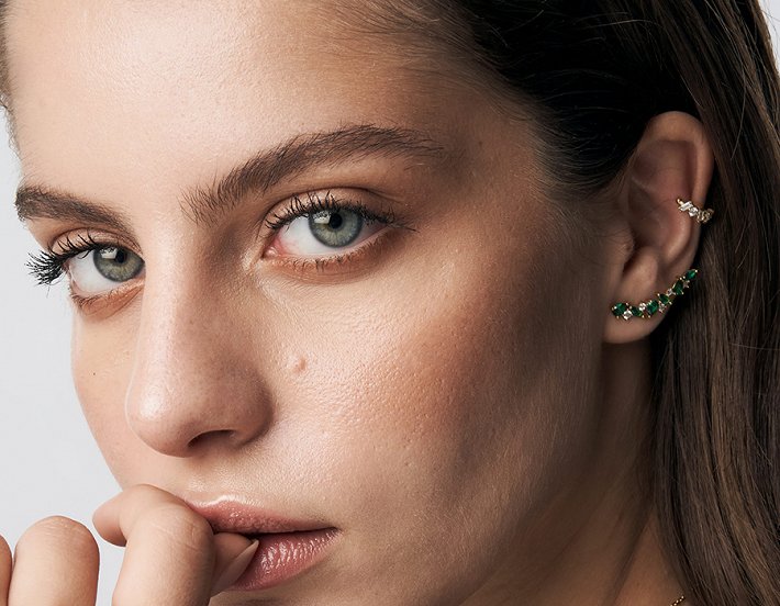 Oxzen σκουλαρίκι ασημένιο Ear Cuff με λευκά ζιργκόν