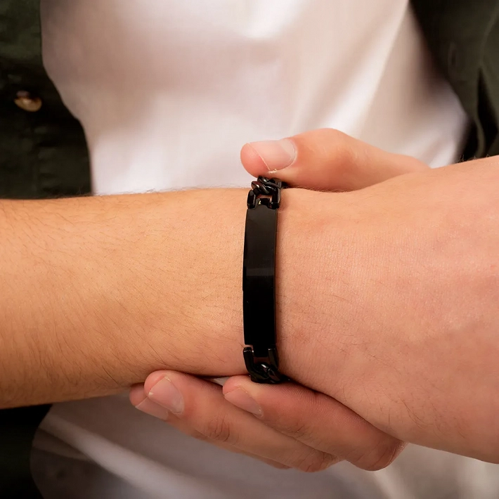 Βραχιόλι ανδρικό από ανοξείδωτο ατσάλι ταυτότητα