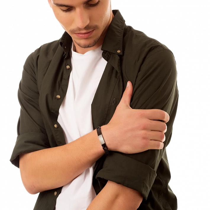 Βραχιόλι ανδρικό από ανοξείδωτο ατσάλι ταυτότητα