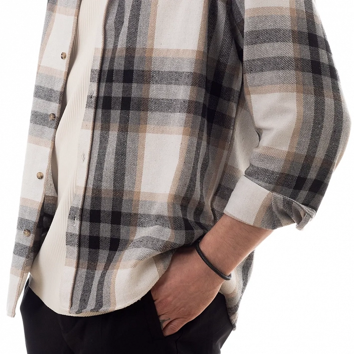 Βραχιόλι ανδρικό ατσάλι με δέρμα και ιδιαίτερο κούμπωμα