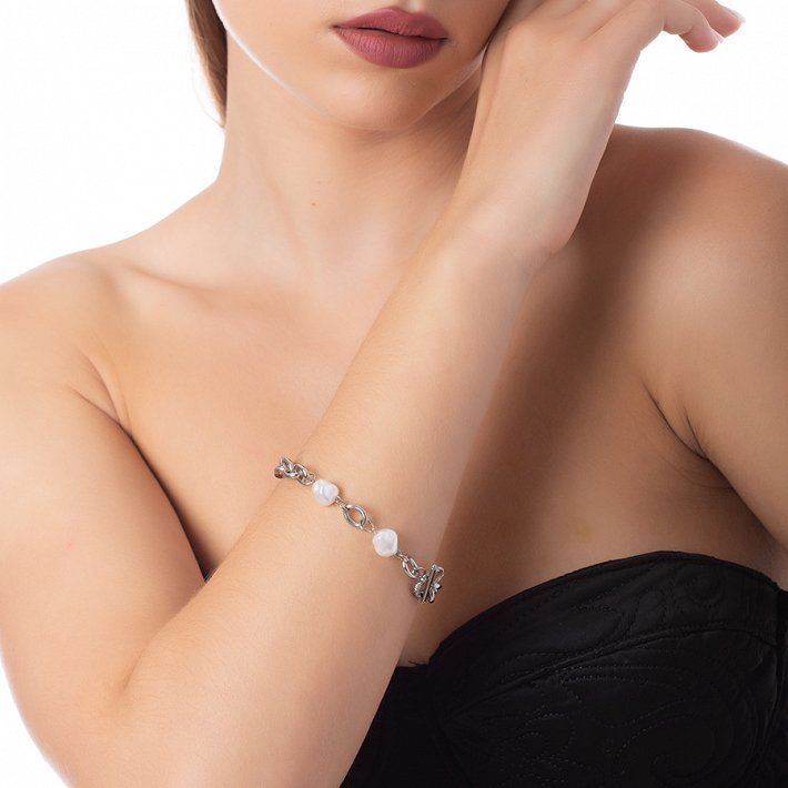 Βραχιόλι ατσάλινο με πέρλες