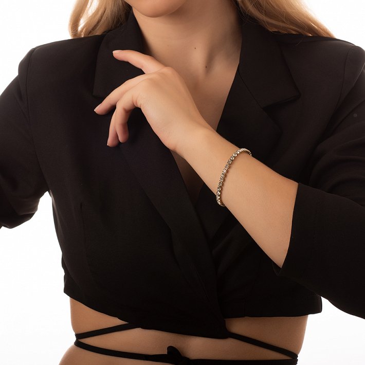 Βραχιόλι γυναικείο ριβιέρα με λευκά κρύσταλλα