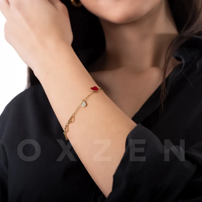 Βραχιόλι γυναικείο ατσάλινο με κόκκινη καρδιά