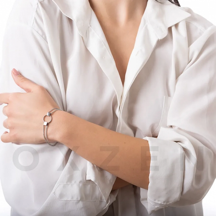 Βραχιόλι γυναικείο ατσάλινο, με κρίκο και αλυσίδες