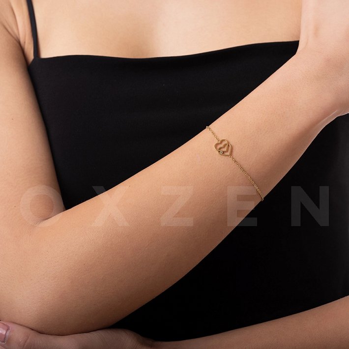 Βραχιόλι γυναικείο ατσάλινο με διπλή καρδιά