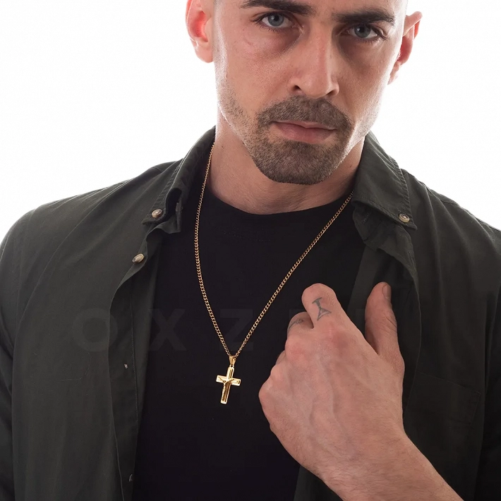 Κολιέ σταυρός αντρικός ατσάλι