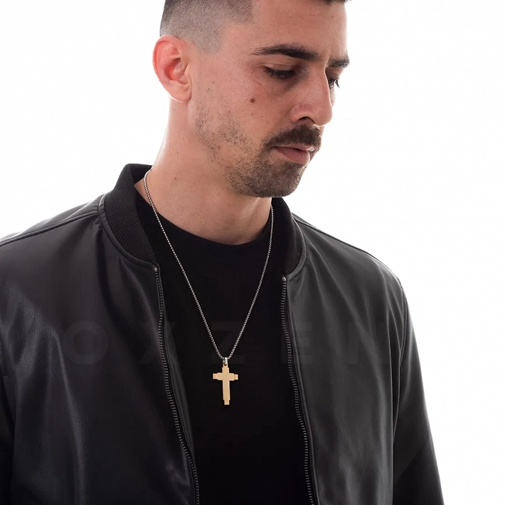 Σταυρός με αλυσίδα Unisex ατσάλινος με μοντέρνο σχέδιο