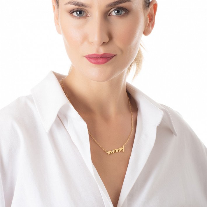 Κολιέ ατσάλινο μαμά με πέτρα ζιργκόν