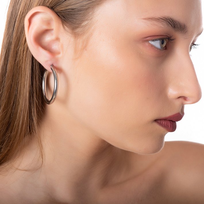 Σκουλαρίκια κρίκοι ατσάλινοι 4cm