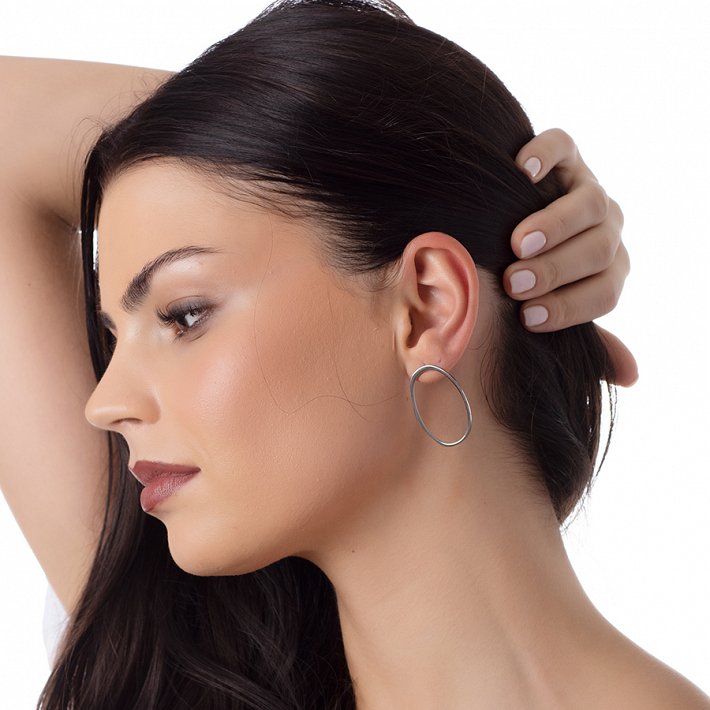 Σκουλαρίκια κρεμαστά ατσάλινα οβάλ