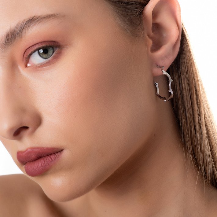 Σκουλαρίκια κρίκοι ατσάλινοι κυματιστοί