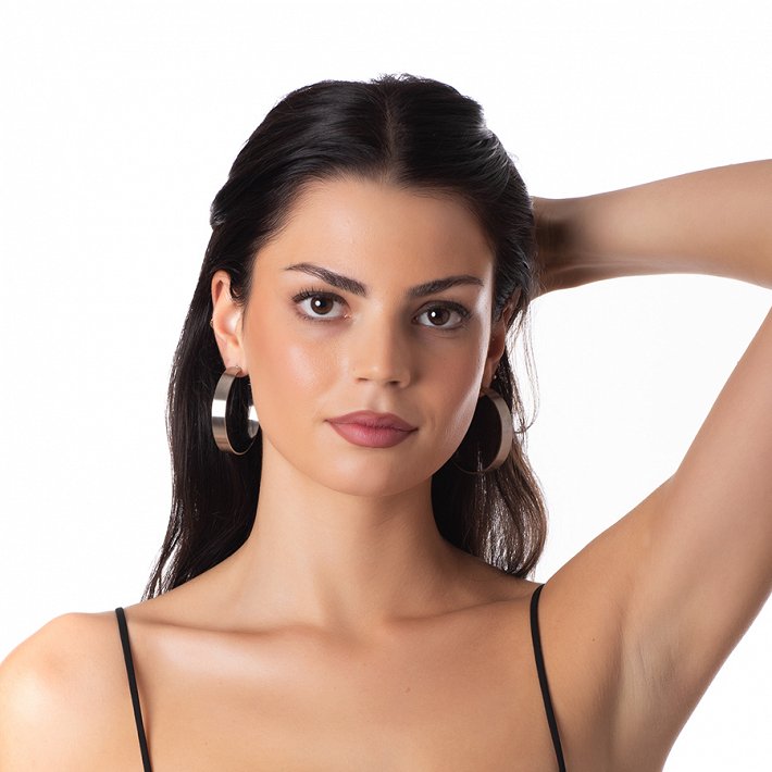 Σκουλαρίκια κρίκοι ατσάλινοι πλακέ 5cm