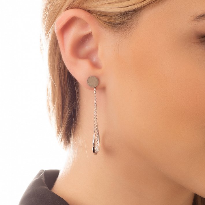 Σκουλαρίκια κρεμαστά ατσάλινα μακρύ με πέρλα