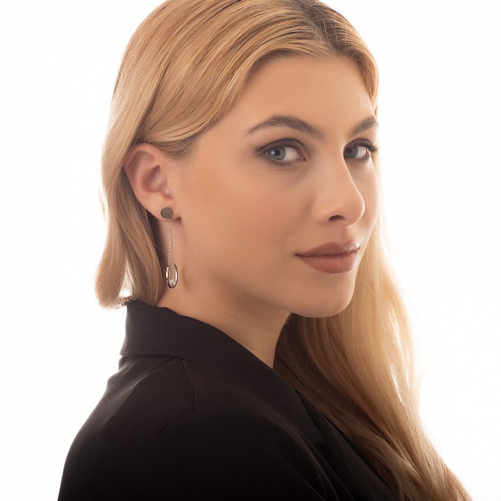 Σκουλαρίκια κρεμαστά ατσάλινα μακρύ με πέρλα