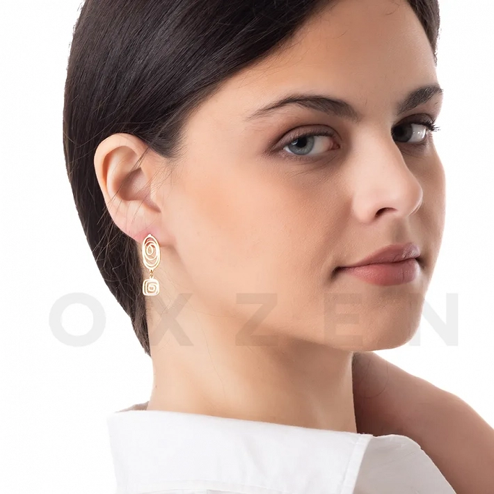 Σκουλαρίκια κρεμαστά από ανοξείδωτο ατσάλι οβάλ με μαίανδρο