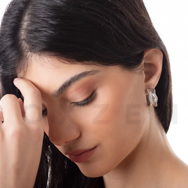 Σκουλαρίκια κρίκοι από ανοξείδωτο ατσάλι, σαγρέ φαρδιοί