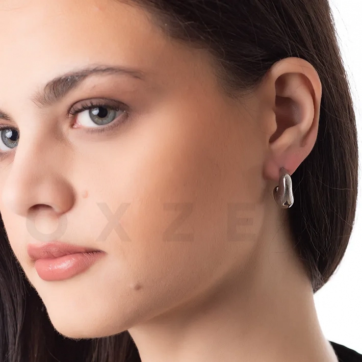 Σκουλαρίκια κρίκοι από ανοξείδωτο ατσάλι, γυαλιστεροί ακανόνιστοι