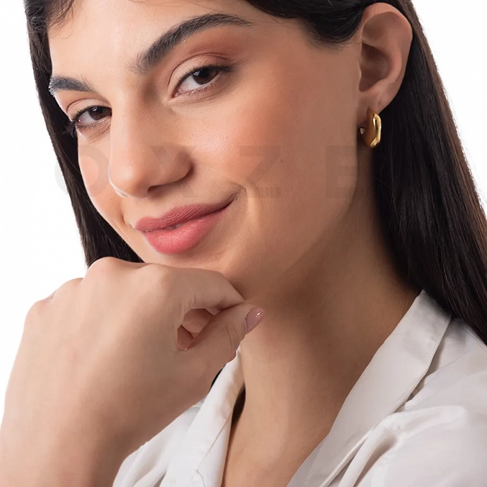 Σκουλαρίκια κρίκοι από ανοξείδωτο ατσάλι, γυαλιστεροί ακανόνιστοι