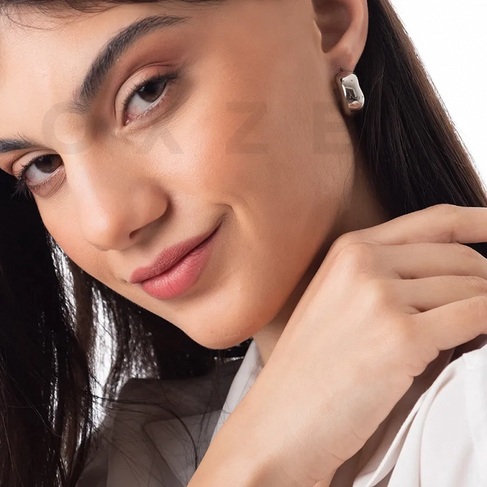 Σκουλαρίκια κρίκοι από ανοξείδωτο ατσάλι, γυαλιστεροί ακανόνιστοι