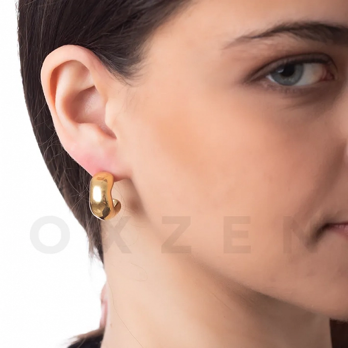 Σκουλαρίκια κρίκοι από ανοξείδωτο ατσάλι, γυαλιστεροί ακανόνιστοι