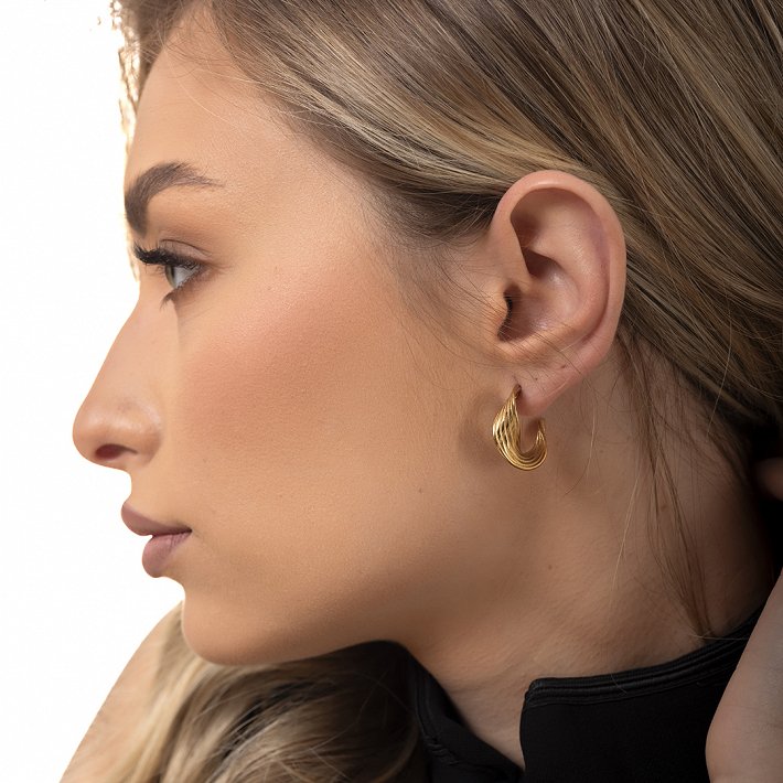 Oxzen ατσάνικο σκουλαρίκι κρίκος