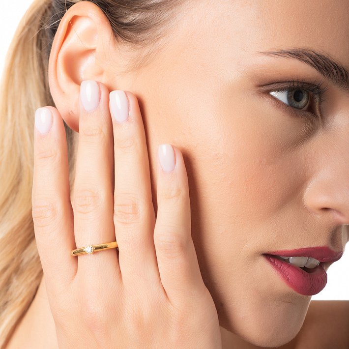 Δαχτυλίδι ατσάλινο μονόπετρο με πέτρα ζιργκόν