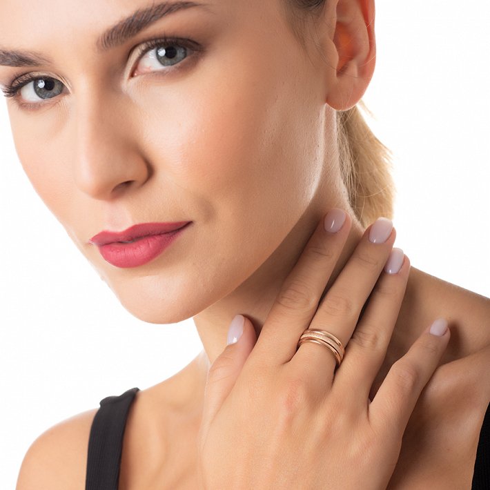 Δαχτυλίδι ατσάλινο τριπλό διαμανταρισμένο