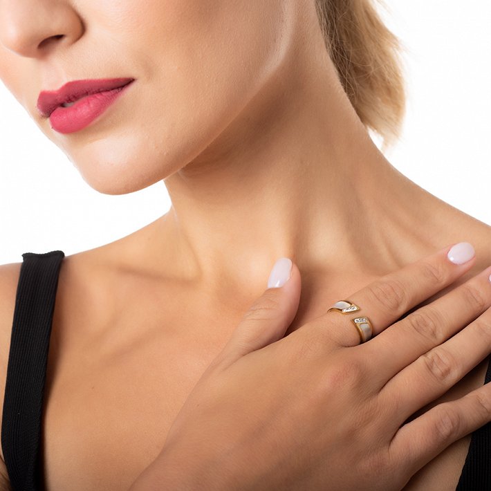 Δαχτυλίδι από ανοξείδωτο ατσάλι, με οπάλιο και λευκά κρύσταλλα CZ