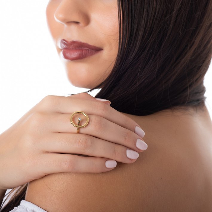 Δαχτυλίδι από ανοξείδωτο ατσάλι στρογγυλό με λευκό ζιργκόν