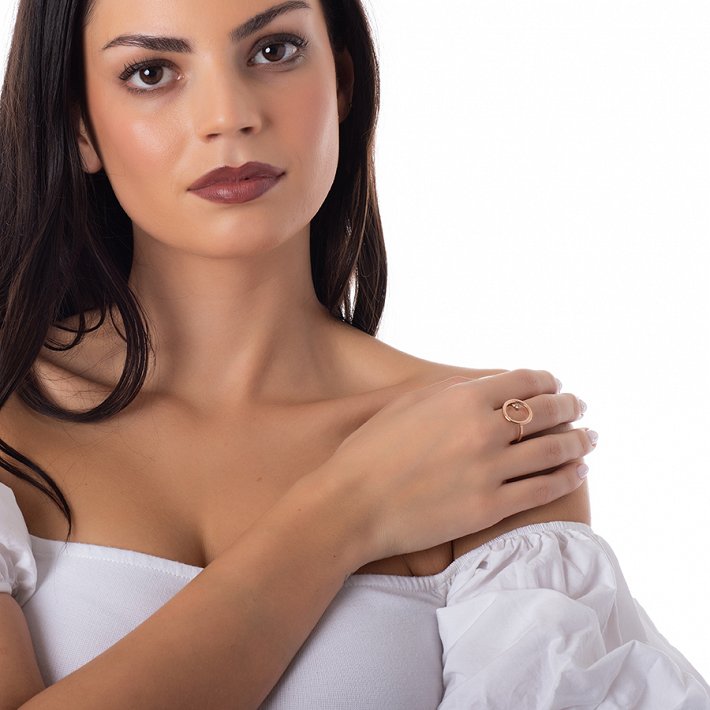 Δαχτυλίδι από ανοξείδωτο ατσάλι στρογγυλό με λευκό ζιργκόν