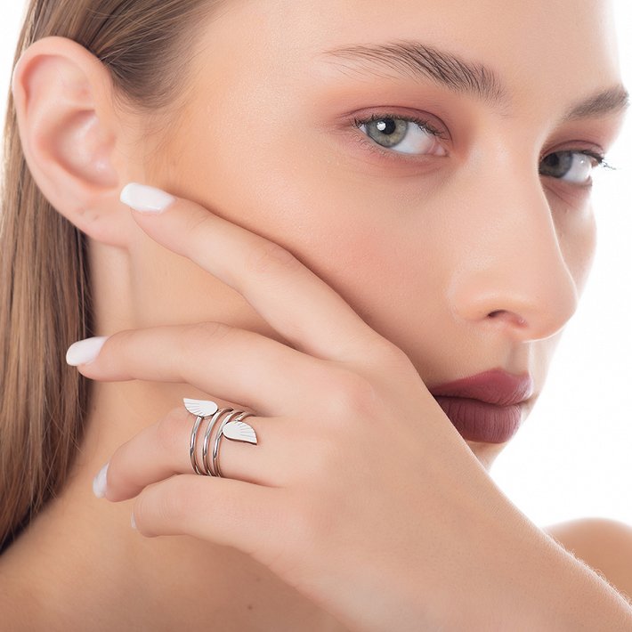 Δαχτυλίδι από ανοξείδωτο ατσάλι διπλό φτερό