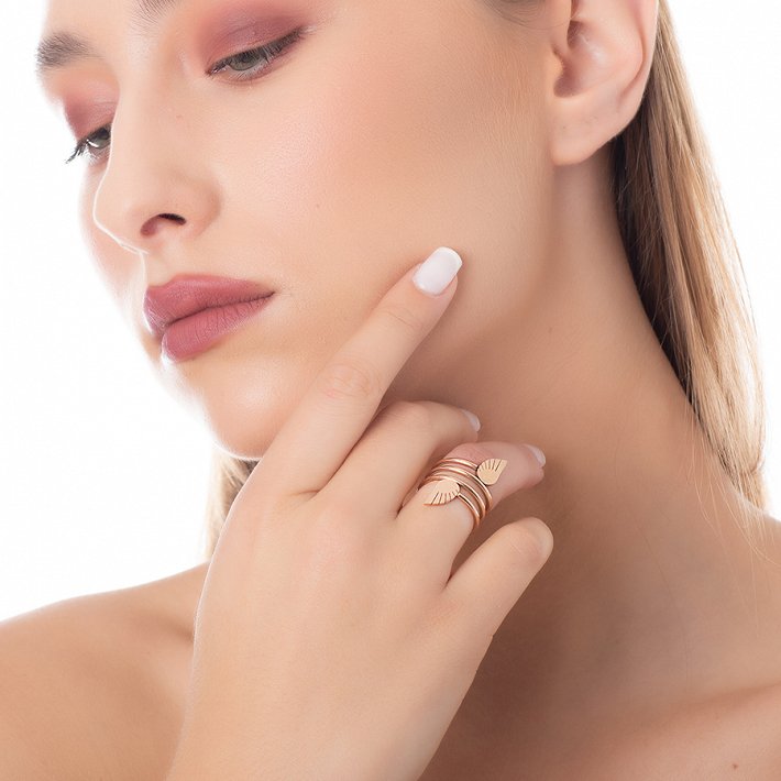 Δαχτυλίδι από ανοξείδωτο ατσάλι διπλό φτερό