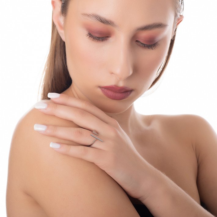 Δαχτυλίδι από ανοξείδωτο ατσάλι, λουστρέ με ιδιαίτερο σχήμα