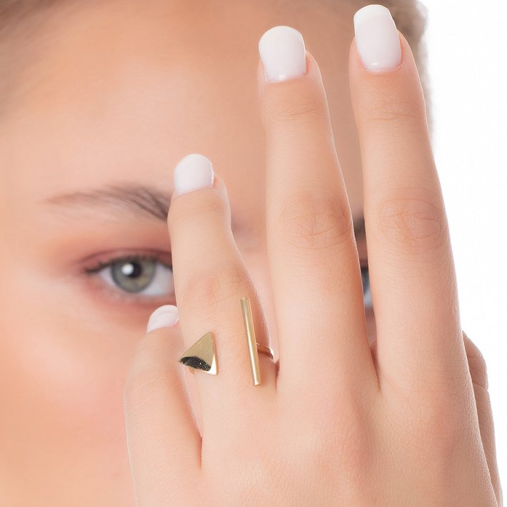 Δαχτυλίδι από ανοξείδωτο ατσάλι, λουστρέ με ιδιαίτερο σχήμα