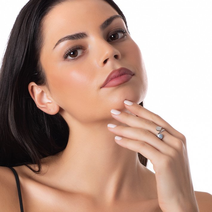 Δαχτυλίδι από ανοξείδωτο ατσάλι, λουστρέ με ιδιαίτερο σχήμα