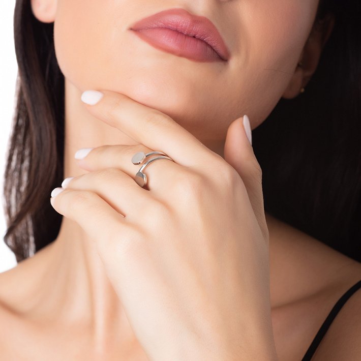 Δαχτυλίδι από ανοξείδωτο ατσάλι, λουστρέ με ιδιαίτερο σχήμα