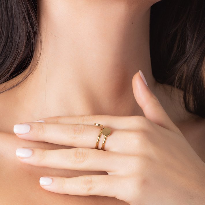 Δαχτυλίδι από ανοξείδωτο ατσάλι, λουστρέ με ιδιαίτερο σχήμα