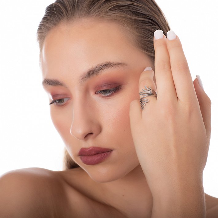 Δαχτυλίδι από ανοξείδωτο ατσάλι, λουστρέ με ιδιαίτερο σχήμα