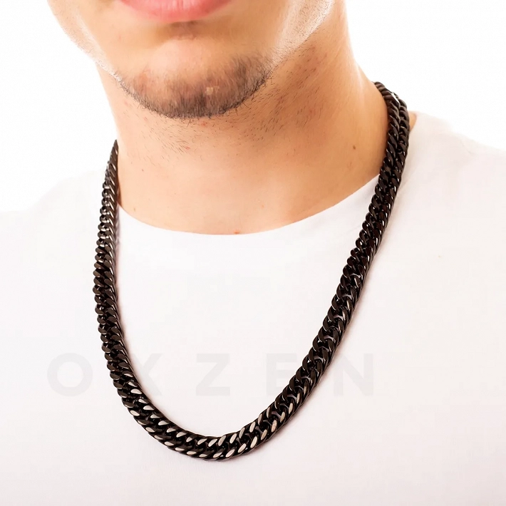 Oxzen Cuban Link αλυσίδα λαιμού unisex ατσάλινη με πλάτος 1cm