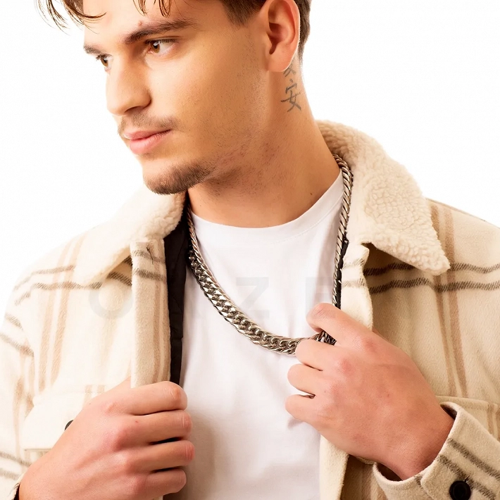 Oxzen Cuban Link αλυσίδα λαιμού unisex ατσάλινη με πλάτος 1,6cm