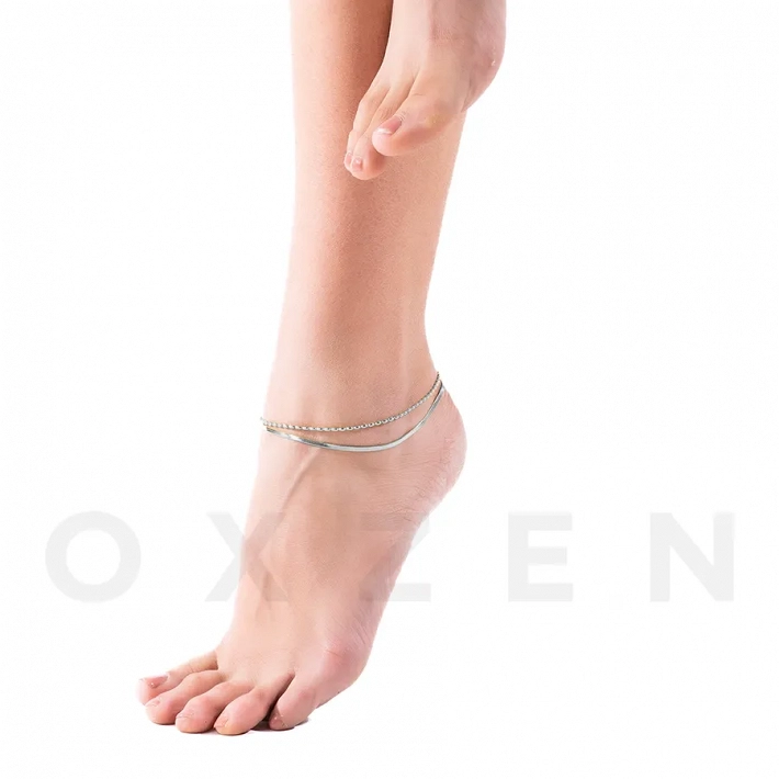 Αλυσίδα ποδιού ατσάλινη διπλή snake και μπιλάκια