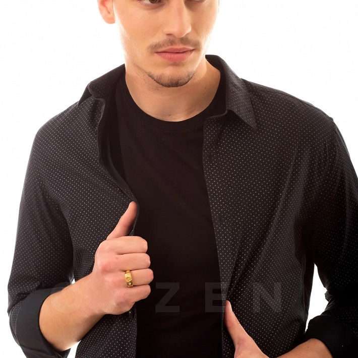 Δαχτυλίδι ανδρικό από ανοξείδωτο ατσάλι επιχρυσωμένο μέδουσα και λευκό ζιργκόν