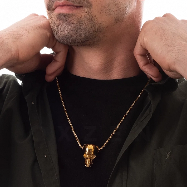 Κολιέ από ανοξείδωτο ατσάλι Unisex νεκροκεφαλή