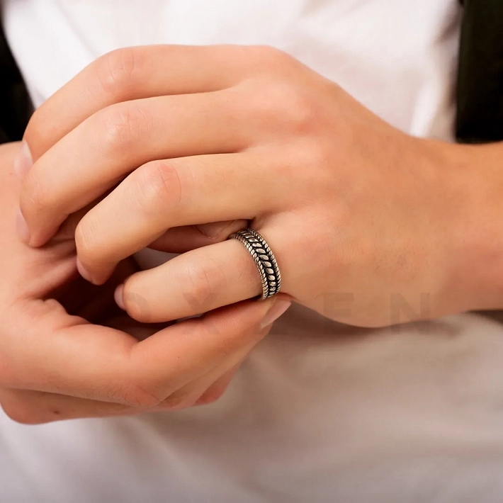 Δαχτυλίδι ατσάλι ανδρική βέρα σκαλιστή