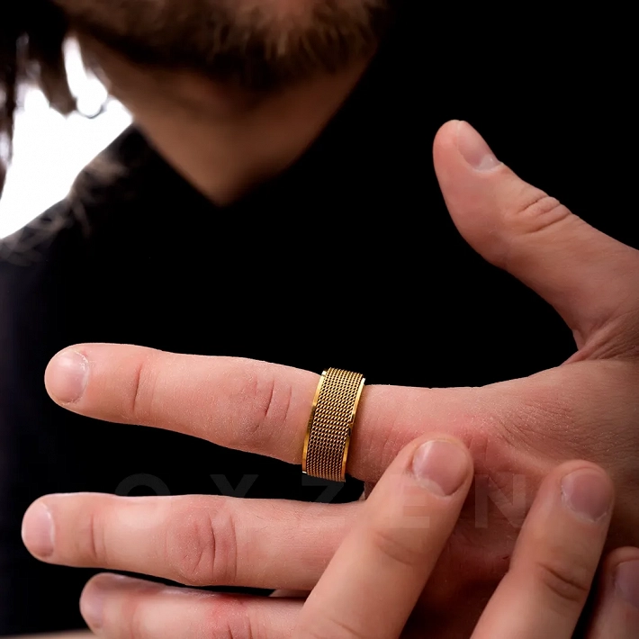 Δαχτυλίδι βέρα ανδρική από ανοξείδωτο ατσάλι, επιχρυσωμένη